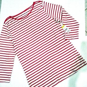 Missy Boat Neck Red & White Striped Tee